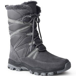 NWT Lands End Womens Insulated Winter Expedition Snow Boots Pewter Gray Grey 6.5